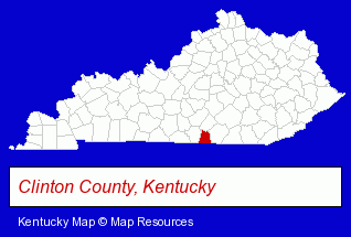 Kentucky map, showing the general location of Clinton County Schools