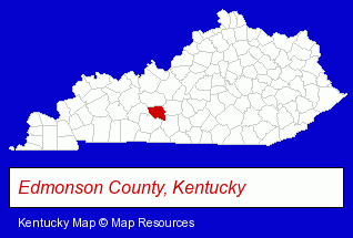 Kentucky map, showing the general location of Bank of Edmonson County