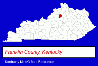 Kentucky map, showing the general location of Harrod Brothers Funeral Home