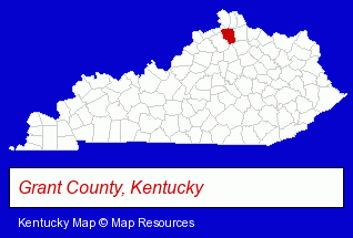 Kentucky map, showing the general location of Dry Ridge Toyota Collision Center