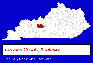 Kentucky map, showing the general location of Grayson County News Gazette