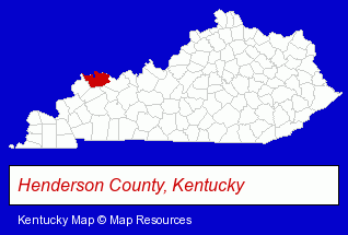 Kentucky map, showing the general location of Henderson County Public Library