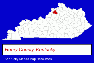 Kentucky map, showing the general location of Henry County Supply Inc