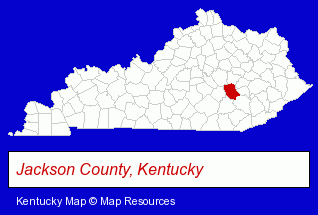 Kentucky map, showing the general location of Jackson Energy Cooperative