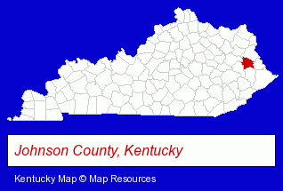 Kentucky map, showing the general location of Paintsville Herald