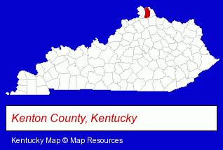 Kentucky map, showing the general location of Cincinnati Dental Service