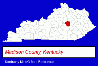 Kentucky map, showing the general location of Boni Christopher