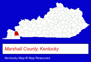 Kentucky map, showing the general location of Marshall County Exceptionalctr