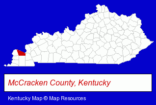 Kentucky map, showing the general location of Mike Moore