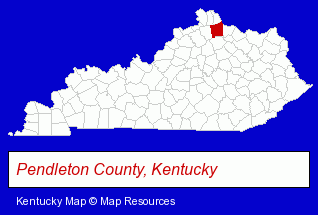 Kentucky map, showing the general location of Pendleton County School District - Superintendent
