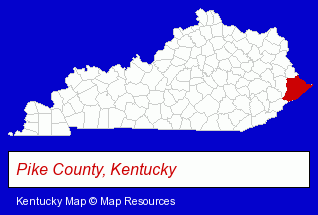 Kentucky map, showing the general location of Dr. Tom E Hartsock