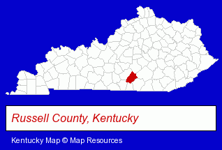Kentucky map, showing the general location of Lily Creek Industries
