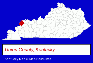Kentucky map, showing the general location of Feed Mill Restaurant