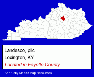 Kentucky counties map, showing the general location of Landesco, pllc