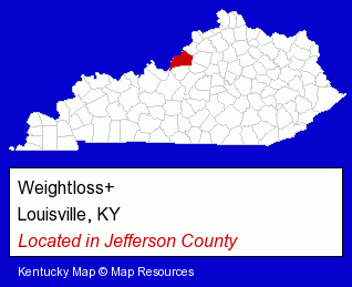 Kentucky counties map, showing the general location of Weightloss+