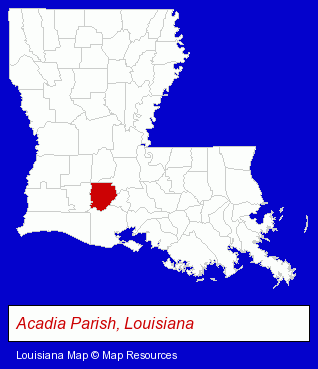 Louisiana map, showing the general location of Acadia Animal Medical Center, LLC