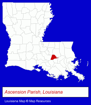 Louisiana map, showing the general location of Donaldsonville Chief