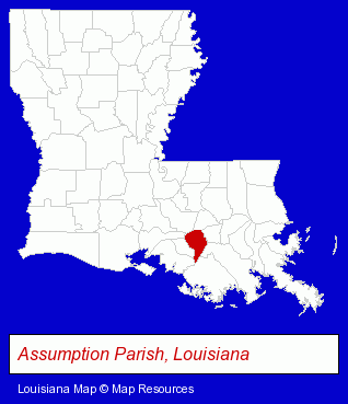 Louisiana map, showing the general location of D B Doran Copper & Iron Works