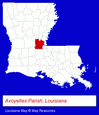 Louisiana map, showing the general location of Avoyelles Parish Library - Bunkie Branch Library
