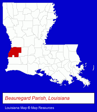 Louisiana map, showing the general location of Dr. Stanley C Maskas