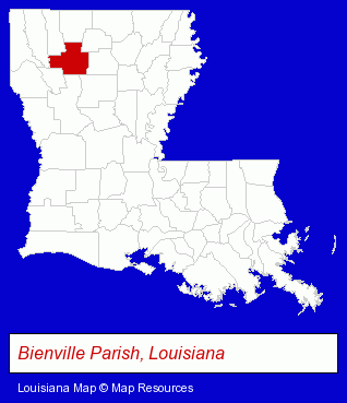Louisiana map, showing the general location of Ringgold High School