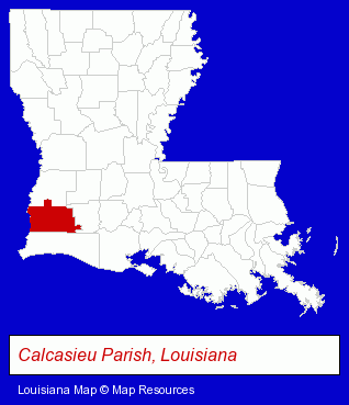 Louisiana map, showing the general location of Diamond Durrell's