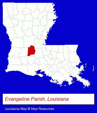 Louisiana map, showing the general location of Crawfish Barn
