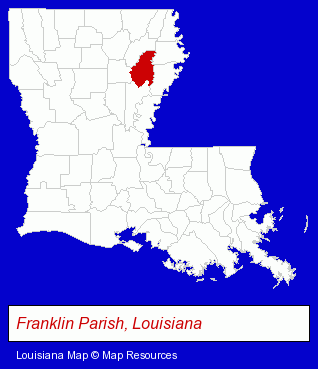 Louisiana map, showing the general location of Franklin State Bank & Trust Company