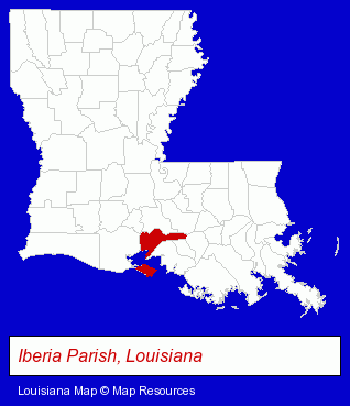 Louisiana map, showing the general location of Jolie Fleur Florist