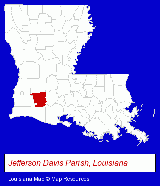 Louisiana map, showing the general location of John F Moffett Jr DDS