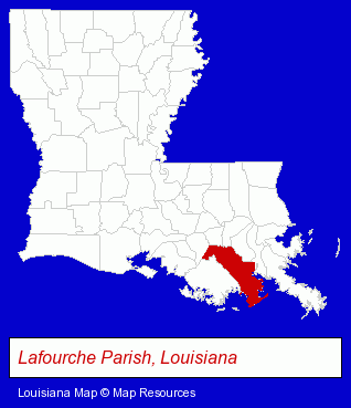 Louisiana map, showing the general location of St Genevieve School