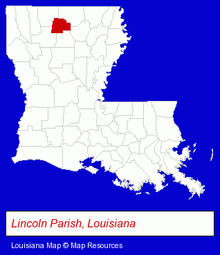 Louisiana map, showing the general location of Bank of Ruston