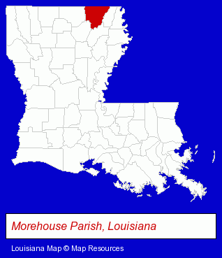 Louisiana map, showing the general location of Simmons Sporting Goods