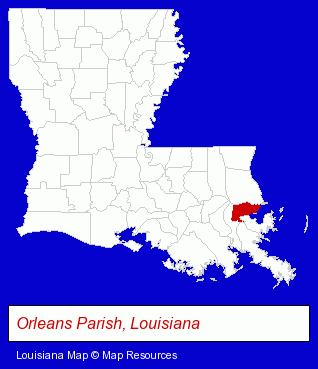 Louisiana map, showing the general location of Manning Architects