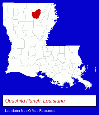 Louisiana map, showing the general location of Action Revenue Recovery