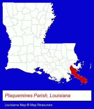 Louisiana map, showing the general location of Plaquemines Medical Center