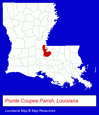 Louisiana map, showing the general location of False River Academy