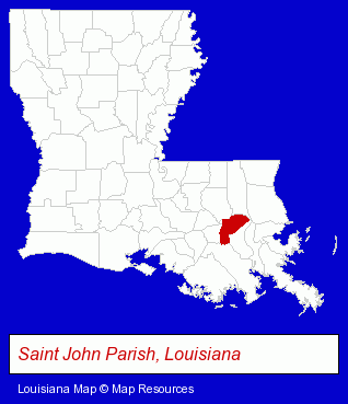 Louisiana map, showing the general location of Pinnacle Polymers