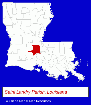 Louisiana map, showing the general location of Morrow- Morrow- Ryan and Bassett