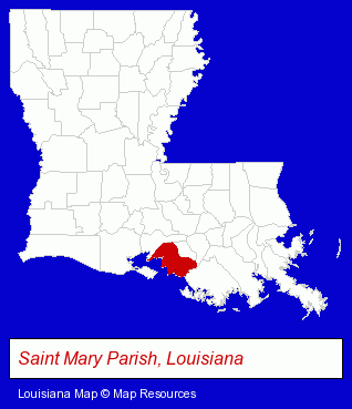 Louisiana map, showing the general location of Berwick High School