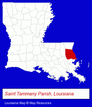 Louisiana map, showing the general location of Adventure Pets Inc