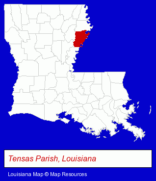 Louisiana map, showing the general location of Tensas Community Health Center