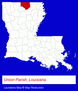 Louisiana map, showing the general location of Union Veterinary Clinic