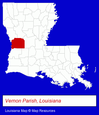 Louisiana map, showing the general location of Tack-A-Paw
