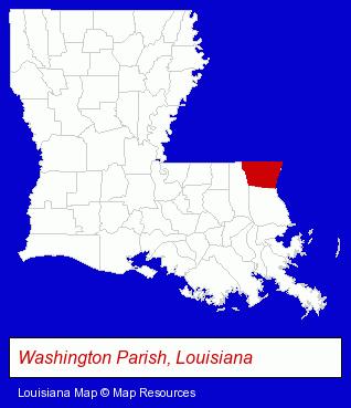 Louisiana map, showing the general location of Washington Parish Library
