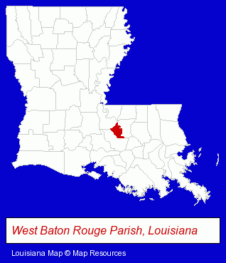 Louisiana map, showing the general location of Brusly High School