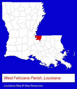 Louisiana map, showing the general location of Red Stick Armature