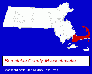 Massachusetts map, showing the general location of Beach Breeze Inn