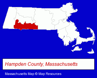 Massachusetts map, showing the general location of Wilbraham Town Of