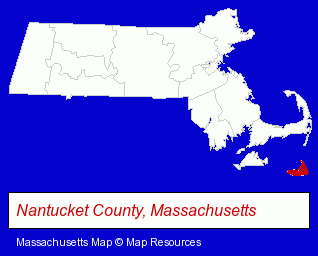 Massachusetts map, showing the general location of Nantucket Bank